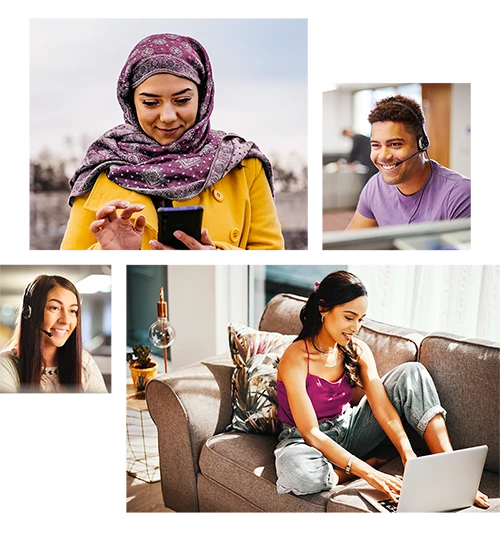 Diverse Personen arbeiten an verschiedenen Orten