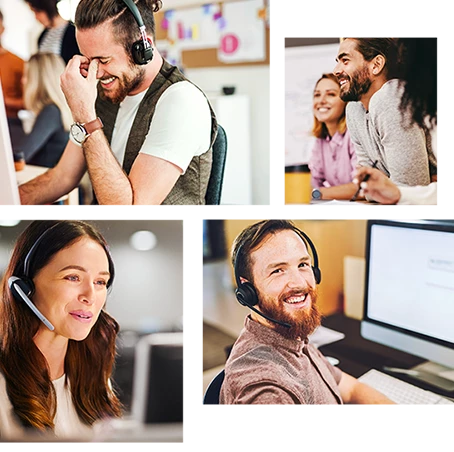 Team im Kundenservice in unterschiedlichen Situationen