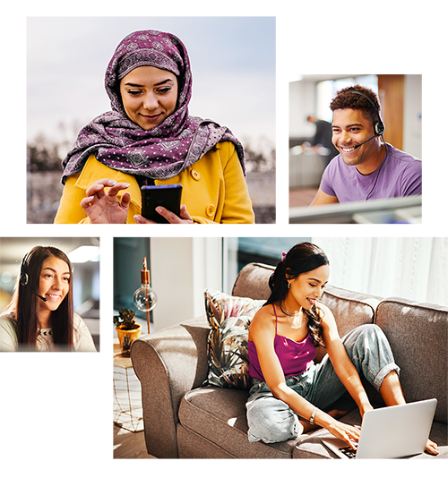 Diverse Personen arbeiten an verschiedenen Orten